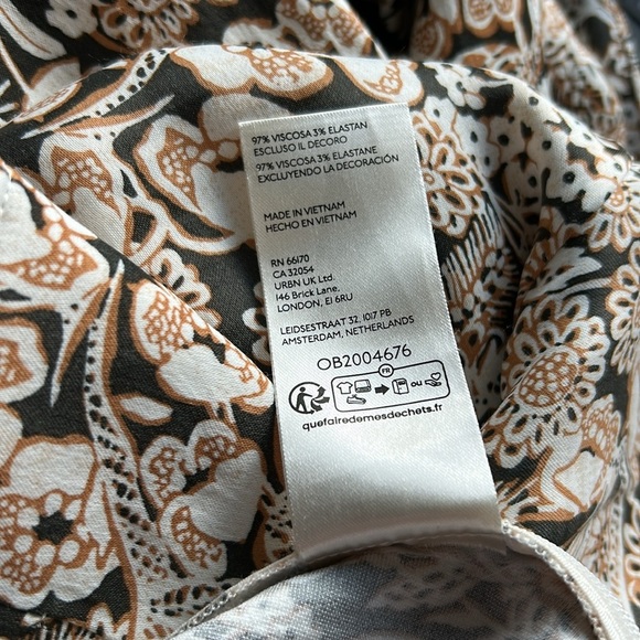 Anthropologie Satin Flare Leg Paisley Print Pants Tan Beige High Rise Sz 10 - Picture 12 of 14